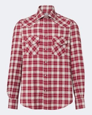 Eleventy Plaid Cotton Shirt - Red