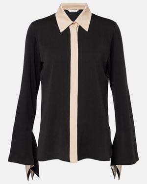 Max Mara Pio High-Rise Silk Charmeuse Blouse - Black