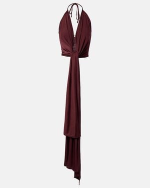 AYA MUSE Kaima Draped Jersey Crop Top - Purple