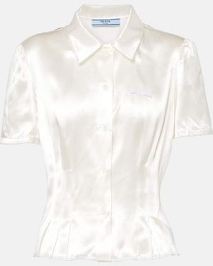 Prada Pleated Satin Shirt - White