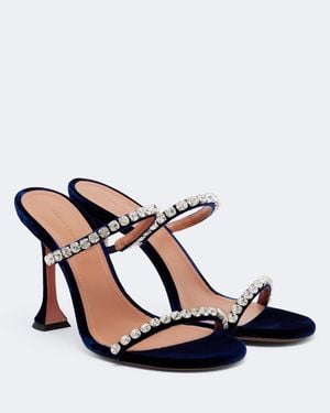 AMINA MUADDI Gigi Embellished Velvet Sandals - Blue