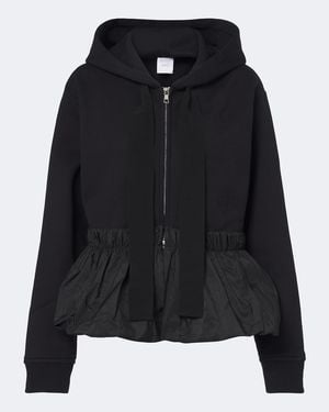 Patou Peplum Cotton Zip-Up Hoodie - Black