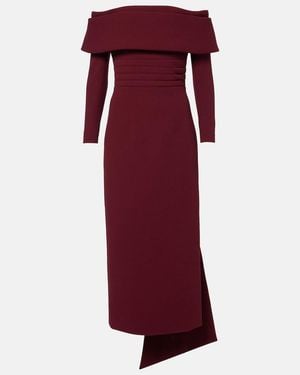 Emilia Wickstead Derika Off-Shoulder Crepe Midi Dress - Red