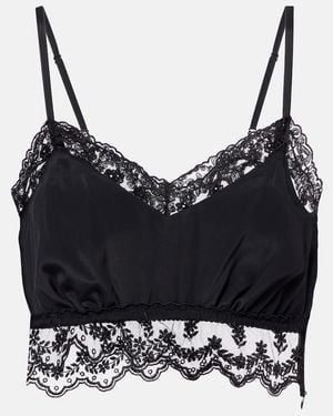 Simone Rocha Cropped-Top Aus Crepe De Chine Mit Spitze - Schwarz