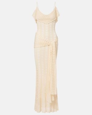AYA MUSE Ruffled Pointelle Maxi Dress - Natural