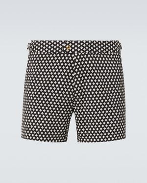 Tom Ford Checked Swim Trunks - Black