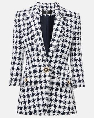 Balmain Houndstooth Tweed Blazer - Blue