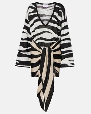 The Attico Knitted Zebra-Print Minidress - Black