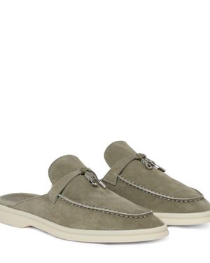 Loro Piana Babouche Charms Walk Suede Mules - Green