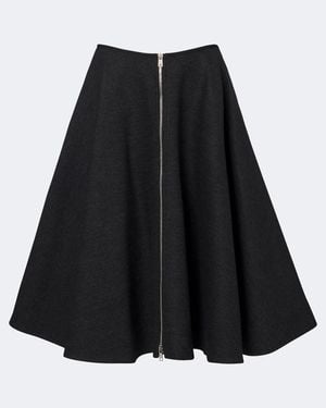 Prada Re-Nylon-Trimmed Virgin Wool Midi Skirt - Black