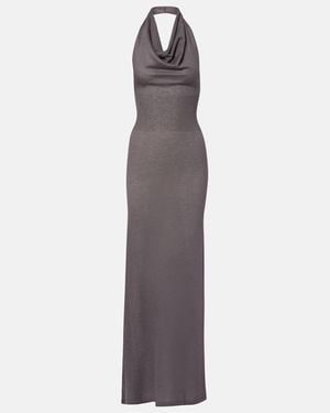 AYA MUSE Reed Halterneck Maxi Dress - Purple