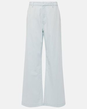 Vince High-Rise Cotton Twill Wide-Leg Trousers - Blue