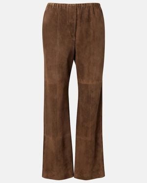 The Row Kenan Suede Bootcut Trousers - Brown