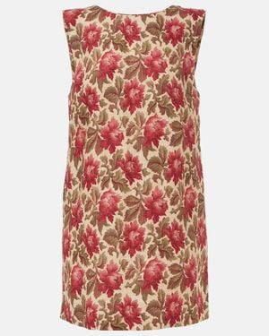 Posse Rosalie Floral Linen Shift Dress - Red