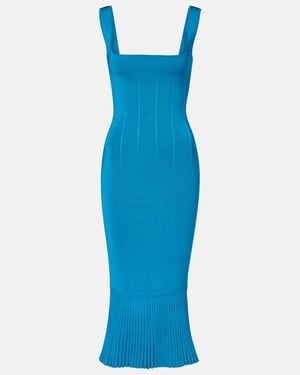 Galvan London Atalanta Ribbed-Knit Cocktail Dress - Blue