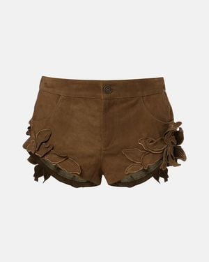 Isabel Marant Kevana Floral-Applique Suede Shorts - Brown