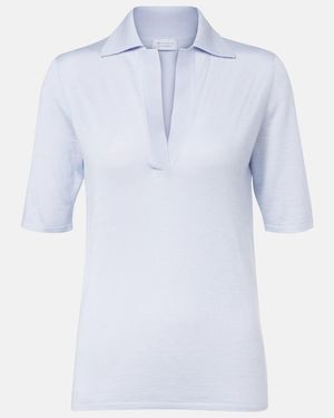Gabriela Hearst Casius Cashmere And Silk Polo Shirt - Blue