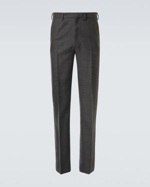 Prada Prince Of Wales Cropped Virgin Wool Trousers - Grey