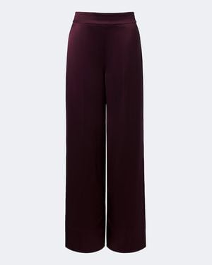 JOSEPH Dijon Satin Wide-Leg Trousers - Purple