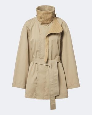 Bottega Veneta Intrecciato Cotton Trench Coat - Natural