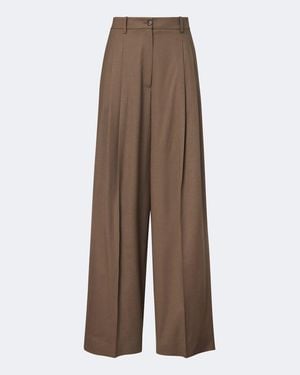 Ralph Lauren Clarice Wool-Blend Wide-Leg Trousers - Brown
