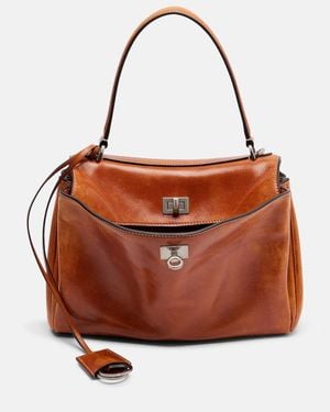 Balenciaga Rodeo Medium Leather Top-Handle Bag - Brown