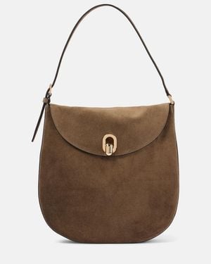 SAVETTE Large Tondo Suede Shoulder Bag - Brown