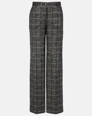Dolce & Gabbana High-Rise Wool-Blend Wide-Leg Trousers - Grey
