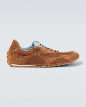 Bottega Veneta Orbit Flash Suede-Trimmed Trainers - Brown