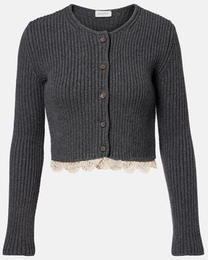 Magda Butrym Cropped Crochet-Trimmed Cashmere Cardigan - Black