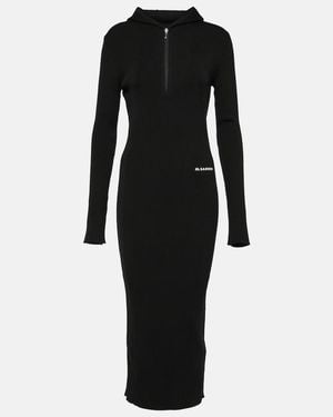 Jil Sander Wool-Blend Midi Dress - Black