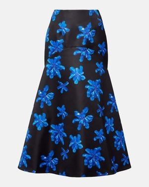 Emilia Wickstead Tamilla Floral Midi Skirt - Blue