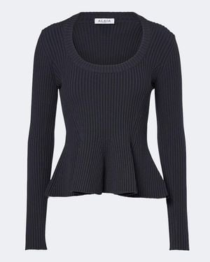 Alaïa Top Aus Einem Wollgemisch - Blau