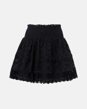 Poupette Galia Broderie Anglaise Cotton Miniskirt - Black
