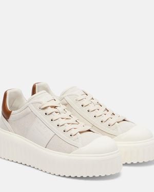 Hogan H-Stripes Canvas And Leather Sneakers - White