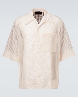 Simone Rocha Patchwork Lace Bowling Shirt - White
