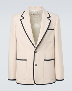 Valentino Virgin Wool Gabardine Blazer - Natural