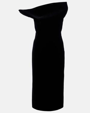KHAITE Sato Off-Shoulder Velvet Midi Dress - Black