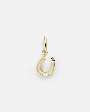 Marie Lichtenberg Einzelner Ohrring Baby Charm Horseshoe Aus 18Kt Gelbgold Mit Saphir - Mettallic