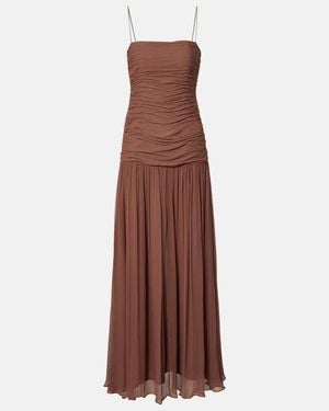 STAUD Dalton Gathered Ruched Maxi Dress - Brown