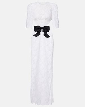 ShuShu/Tong Bow-Detail Cotton-Blend Lace Gown - White