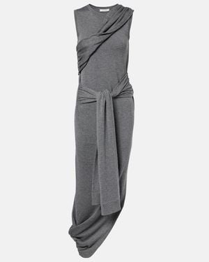 JW Anderson Knitted Tie-Detail Asymmetric Midi Dress - Gray