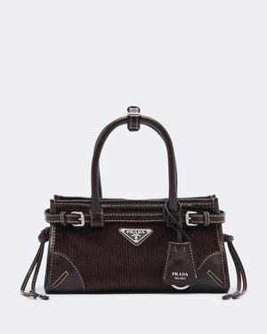 Prada Bonnie Small Corduroy Top-Handle Bag - Black