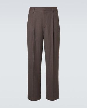 Loro Piana Isaac Virgin Wool Crepe Straight Trousers - Brown