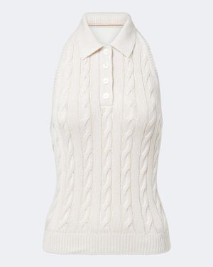 Ralph Lauren Cable-Knit Silk Top - White