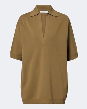 Max Mara Oversized Knitted Polo Shirt - Natural