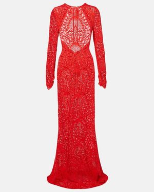 Alexandra Miro Isabella Lace Maxi Dress - Red