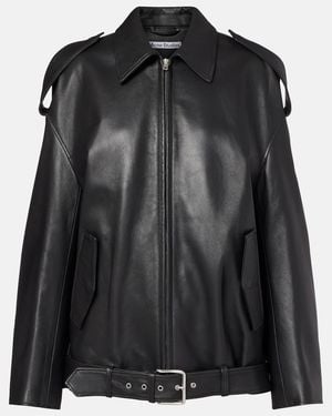 Acne Studios Chaqueta Biker Oversized De Piel - Negro