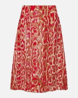 Dries Van Noten Shera Sequined Midi Skirt - Red