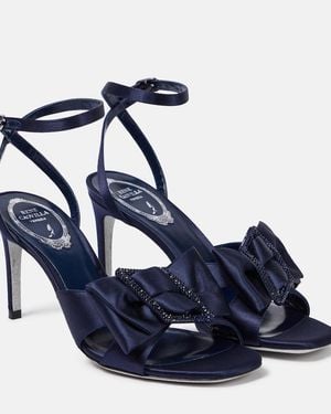 Rene Caovilla Bow-Detail Embellished Satin Court Shoes - Blue